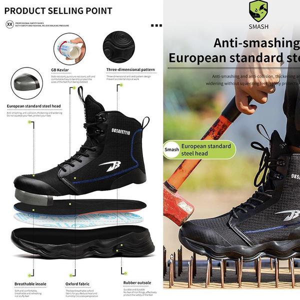 Рабочая защитная обувь, устойчивые к проколам рабочие ботинки со стальным носком, мужские высокие рабочие кроссовки, неразрушимая обувь
