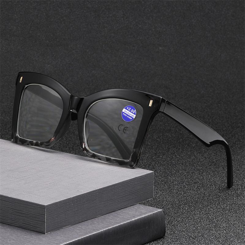 Large-Rimmed Spectacles Anti-Blue Light Presbyopia Glasses Transparent Lenses Reading Glasses For Middle-Aged And Old People