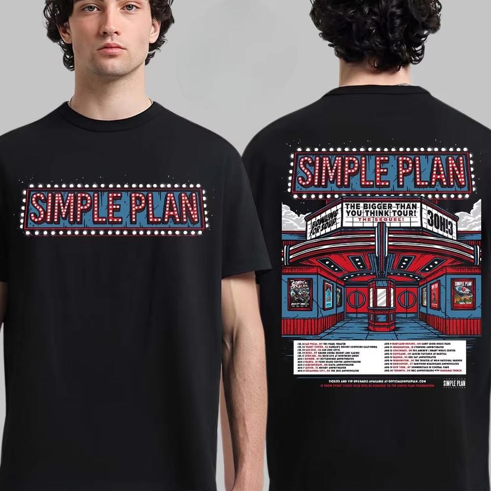 Simple Plan Paris 2025 Concert Graphic Tee Retro Van Eiffel Tower PopPunk Streetwear Casual Unisex