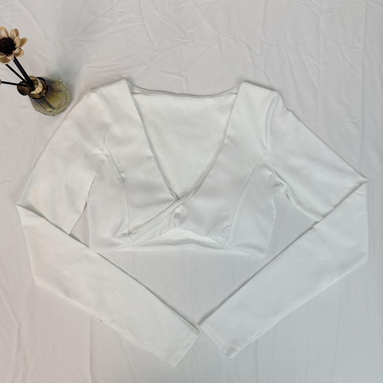 Женская стильная весенняя одежда для йоги — с коротким и длинным рукавом, с накладкой на грудь, удобная и сексуальная одежда для фитнеса