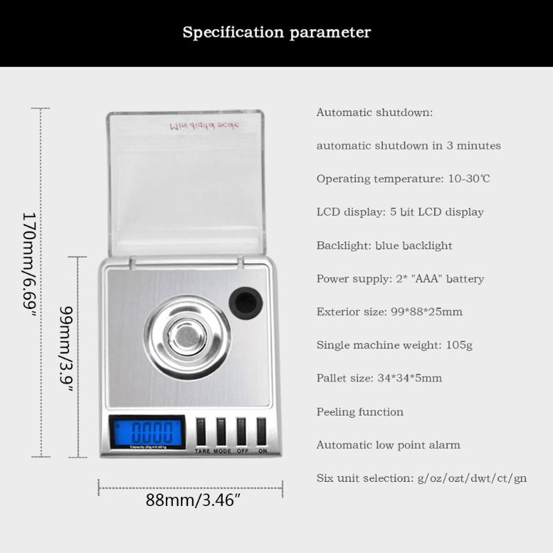 20g/0.001g Jewellery Scale Mini Digital Pocket Scale High Precision Diamond Gem Gold Balance Scale Household Kitchen Weighing