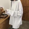 Korean Style Women's White Long-Sleeve Mid-Length Top for Fall/Winter - Casual, Loose, and Versatile