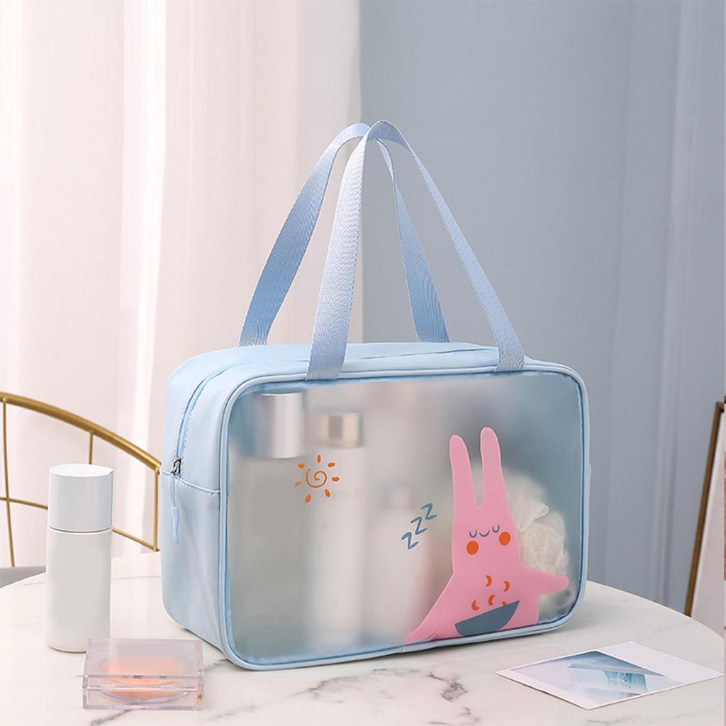 Cosmetic Bag PU PVC Clear Cartoon Pattern Handheld Waterproof L Size Makeup Bag for Swimming