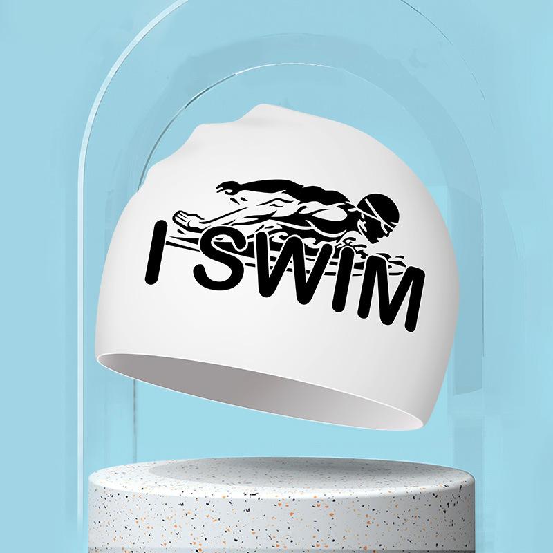 Большие силиконовые шапочки для плавания с принтом, удобные длинные шапочки для защиты ушей, шапочки для плавания, аксессуары для бассейна