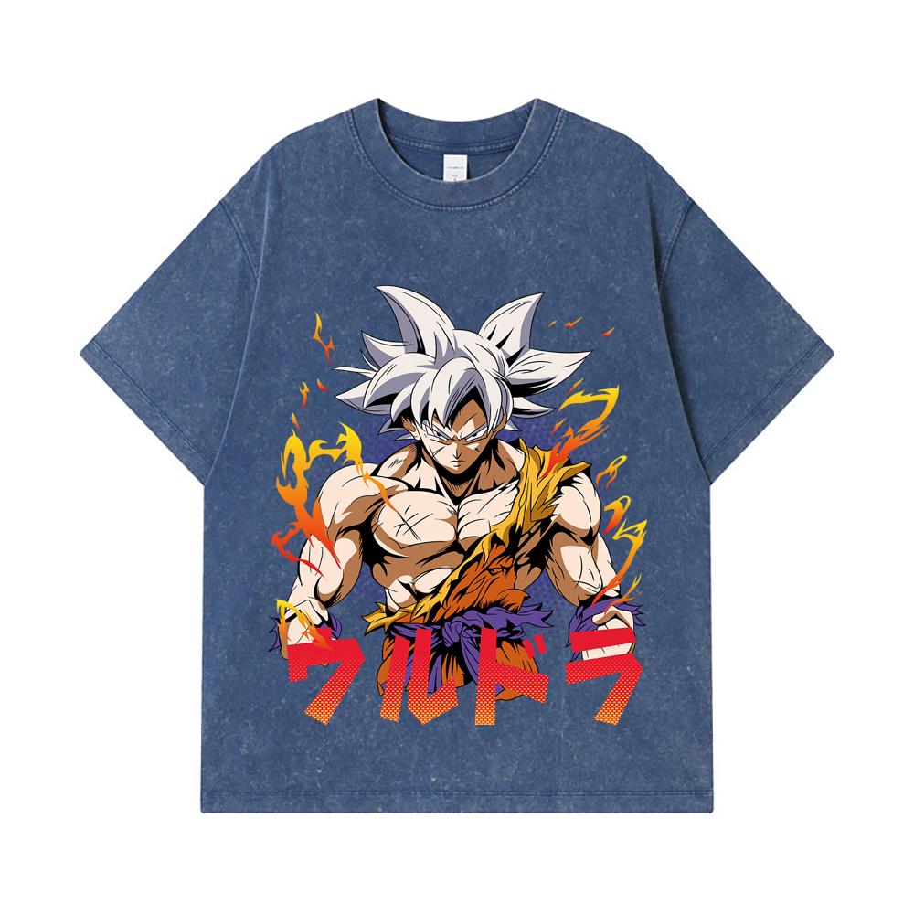 275 GSM Washed T-shirts 100% Cotton Dragon Ball V11 Goku Ultra Print Unisex Heavy Cotton T Shirt