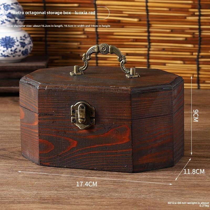 Vintage Chinese Style Wooden Storage Box With Lid For Jewelry Tea Snacks Home Decor