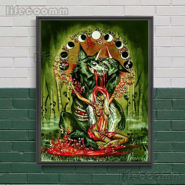 Готическое Созвездие Ведьмы Сюрреалистическое Искусство Принт Череп Декор Стены Искусства Холст Живопись Домашний Декор Жуткий Де Викка Плакат Принт Без Рамки