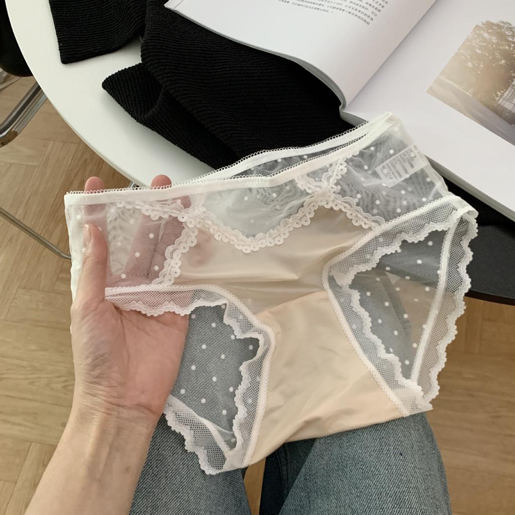 Women's Spring Summer Lace Mesh 10A Antibacterial Low Rise Panties