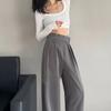 Fashion Spring Autumn High Waist Loose Ice Silk Thin Pants Elastic Waist Pleated Casual Women Trousers