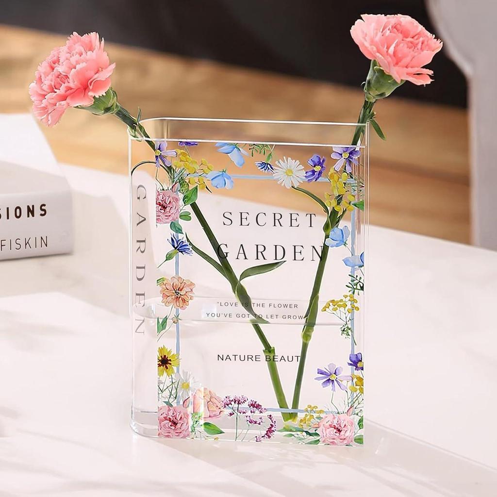 Последняя книга-ваза для гостиной - Акриловая ваза для водных растений - Прозрачная ваза для домашнего декора - Подоконник, настольный декор для дома