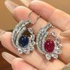 Necklace Hanging Jewelry Simulation Red Corundum Blue Pointed Crystal Wind High Sense Light Luxury Women'S Necklace