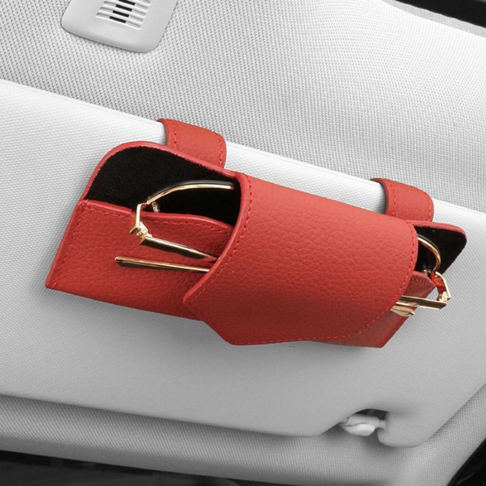 PU Leather Car Glasses Case Wear-Resistant Auto Sun Visor Glasses Holder Visor Accessories