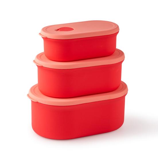 3 шт. силиконовый ланч-бокс с крышками, герметичный бенто-бокс, многоразовые контейнеры для хранения продуктов, штабелируемые контейнеры для приготовления пищи для пикника на открытом воздухе