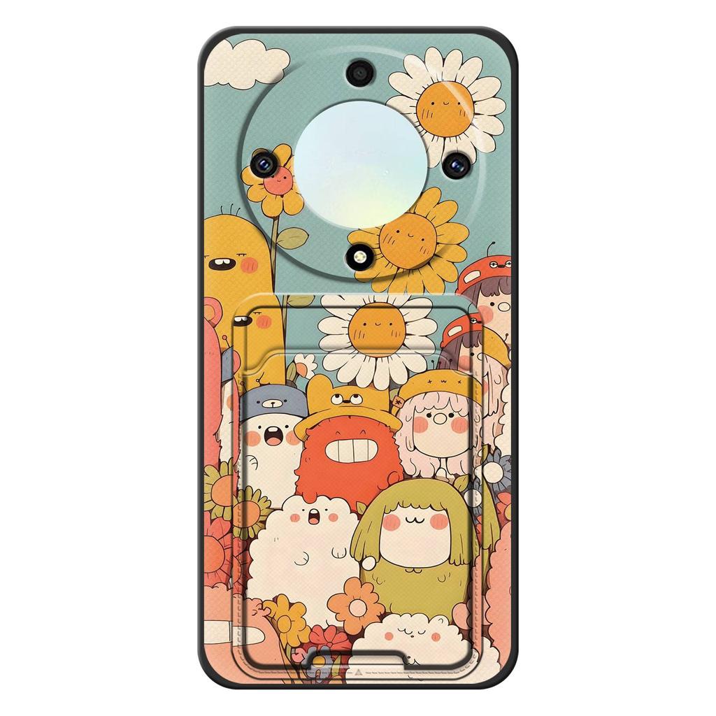 Противоударная задняя крышка Чехол для телефона для Honor X9a 5G/Magic5 Lite Слот для карт Грязеотталкивающий Защитный силиконовый Кармашек для карт Милый