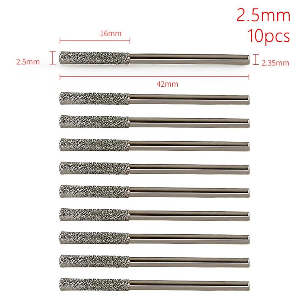 10Pcs 0.8-2.5mm Diamond Coated Drill Bits Grinding Burr Bits Glass Jade Amber Jewelry Diamond