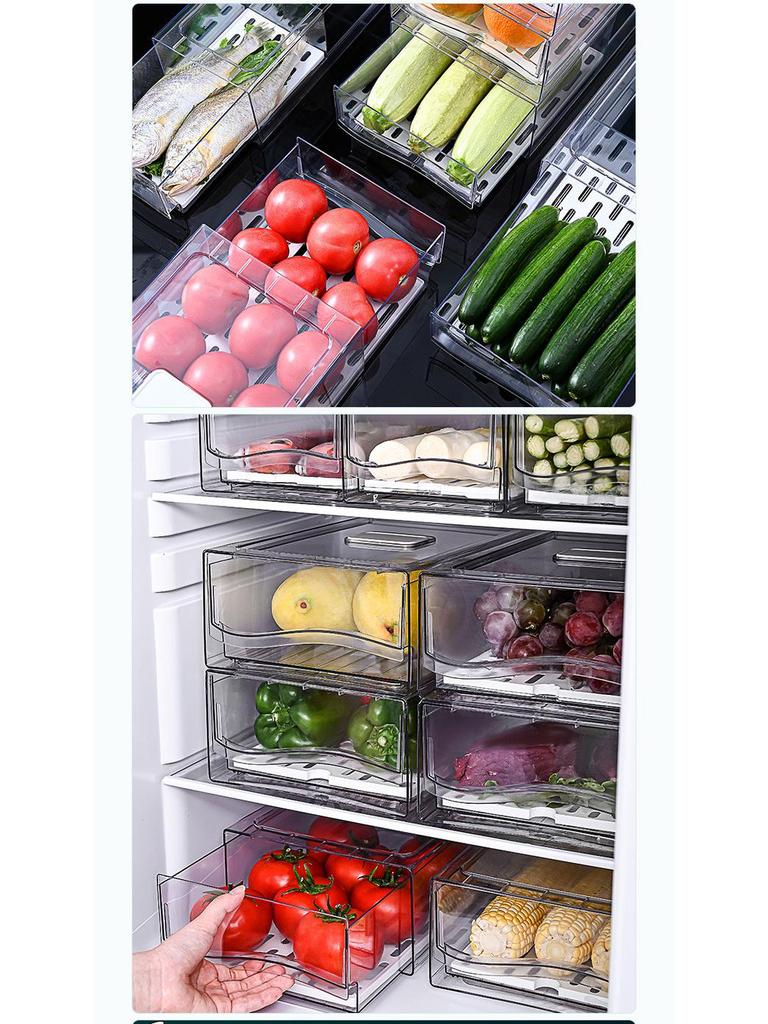Штабелируемый прозрачный пластиковый органайзер для холодильника для фруктов и овощей