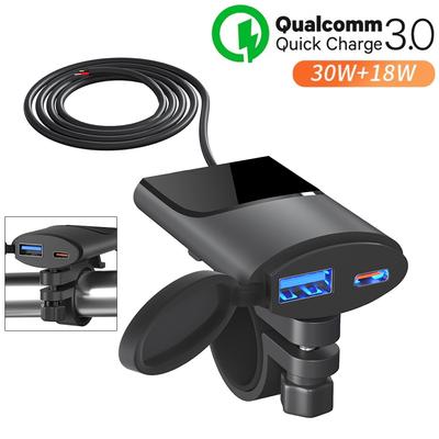 PD + QC3.0 Быстрая зарядка руля мотоцикла, зарядное устройство для мобильного телефона, водостойкий автомобильный USB-адаптер питания 12 В, универсальный адаптер