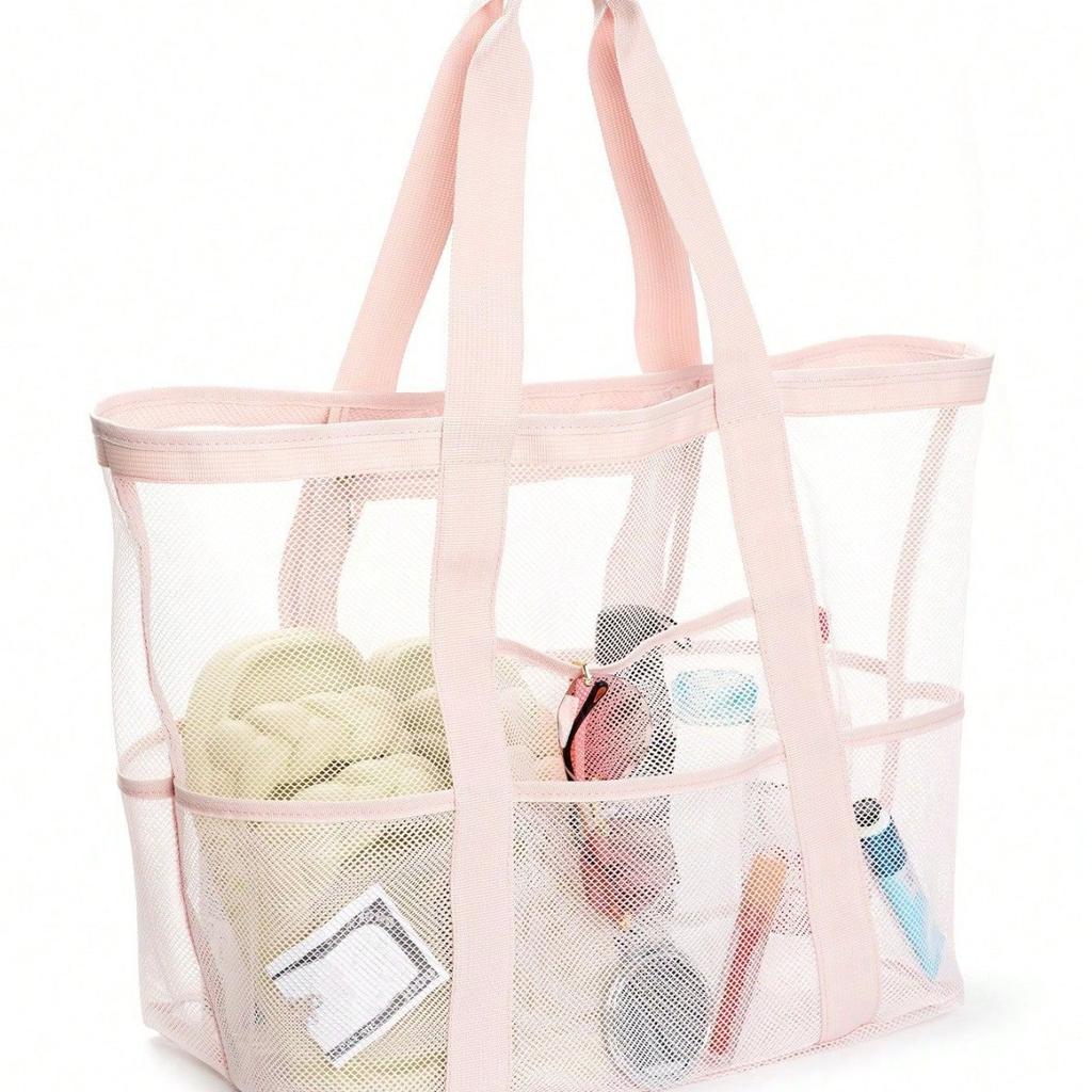 Beach Bag Large Capacity Toy Mesh Swim Bag Multi-Functional Travel Portable Shoulder Beach Bag Swimsuit Storage Bag
