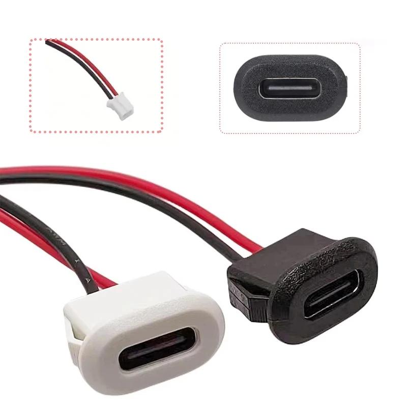 5 шт. Type-C Female Chassis водонепроницаемый 2P провод типа USB C удлинительный кабель питания USB-C штекер на 2-контактный оголенный провод открытый