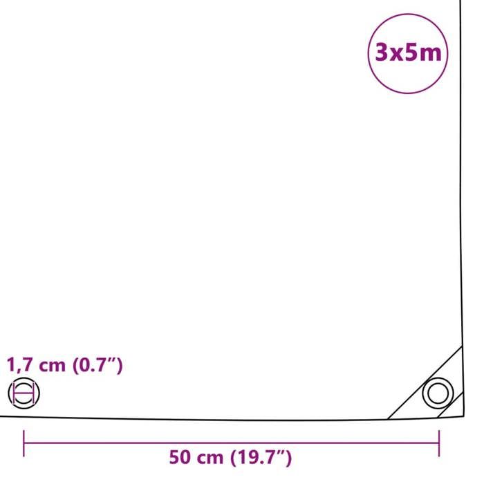 VidaXL Bâche 650 g / m² 3 x 5 m Blanc