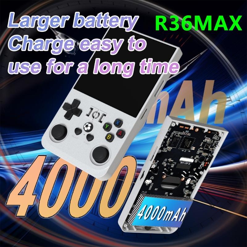 Игровая консоль R36Max с открытым исходным кодом, 4-дюймовый IPS-экран, портативная, игровая, на системе Linux, карманный игровой плеер, подарок для детей