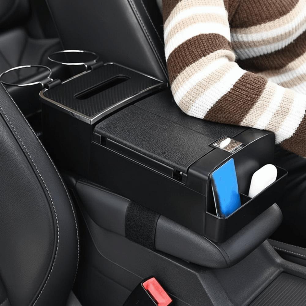 Easy to Install Car Mounted Tissue Box with Cup Holder Car Armrest Storage Box Car Interior