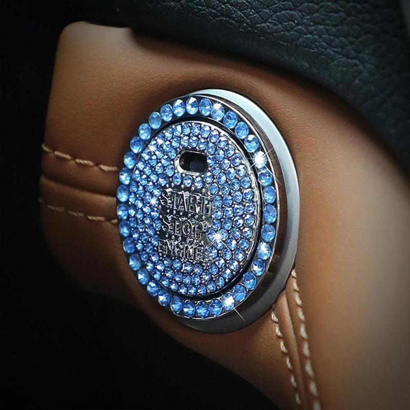 Кнопка запуска зажигания автомобиля, алмазные стразы, 3D металлические наклейки, декор, авто, мотоцикл, универсальный, блестящий декор в один клик