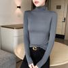 Women's Turtleneck Base Layer Top Long Sleeve for Spring and Autumn Inner Wear with Pile Collar Tight Fit Elegant Slim Fit Underwear