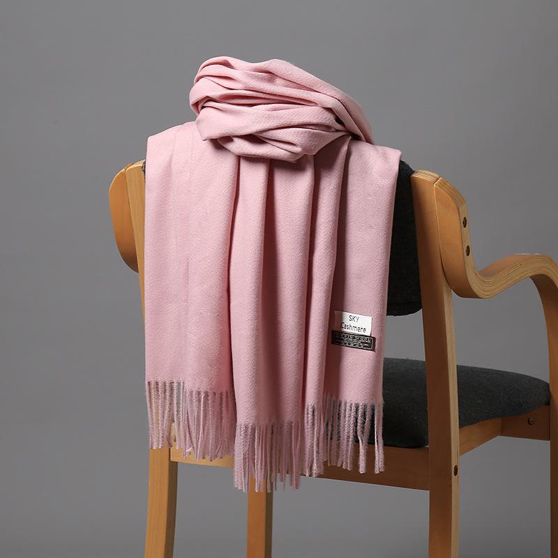 2025 New Autumn/Winter Women'S 18 Solid Color Imitation Cashmere Scarf, Single Color Thickened Warm Shawl