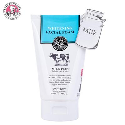SCENTIO Milk Plus Q10 Ярко-белая отбеливающая пенка для лица 100 мл - Тайский