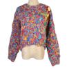 Retro Colorful Long-Sleeve Crochet Sweater - Autumn/Winter Loose Round Neck Pullover