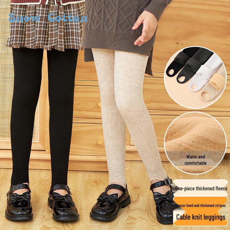Теплые вязаные леггинсы для девочек с флисовой подкладкой