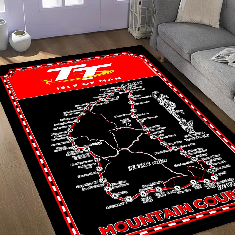 Антискользящие коврики на тему трассы Isle of Man TT - Полиэстер, для домашнего декора, подходят для спален, гостиных, прихожих, студий и в качестве декора