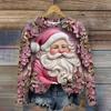 3d Santa Claus Print Hoodies For Women Christmaso-Neck Swearshirts Clothing Oversize Long Sleeve T Shirt