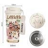 Кружка для кофе Labubu, термос из нержавеющей стали 316, высококачественная мужская и женская чашка для воды, мультяшная чашка с двойной соломинкой для двух напитков