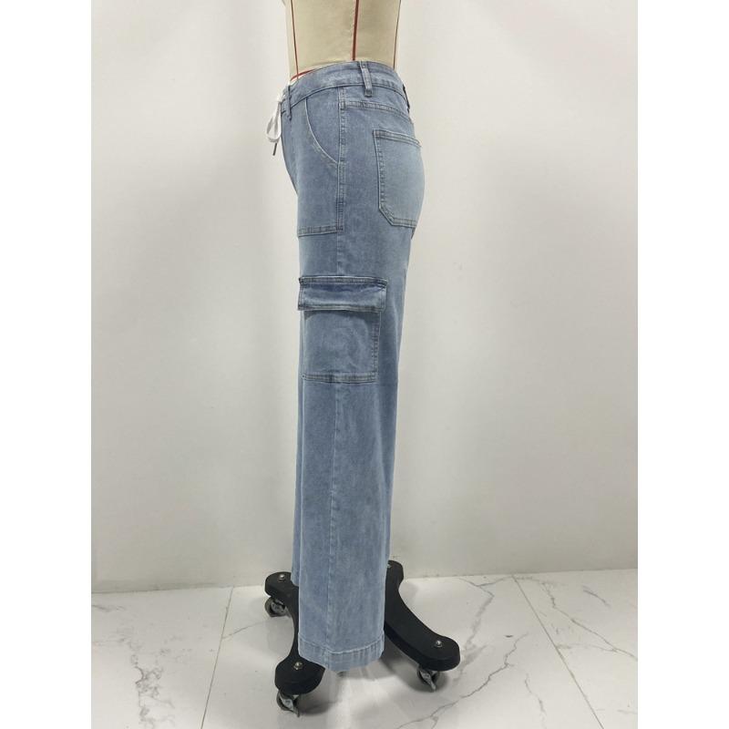 Весенние и осенние джинсы с поясом женские свободные прямые повседневные рабочие брюки