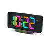 Digital Alarm Clock Desk/Wall Dimmable Electronic Clock with RGB Atmosphere Night Light  Rainbow Time USB Charger Week Display