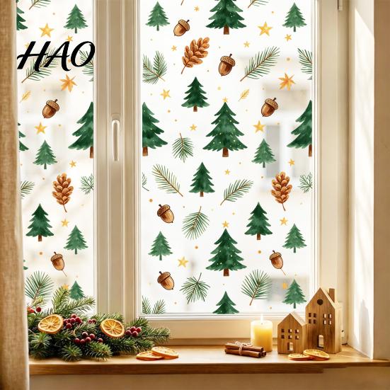 Christmas Window Cling Static Cling, Xmas Tree Snowman Santa Hat Bell Waterproof Glass Sticker, Removable Reusable Decoration Decal for Holiday Party