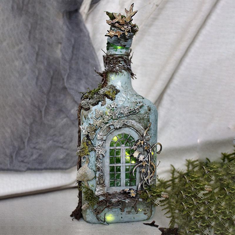 Mysterious Ghost Castle Forest Glowing Creative Wine Bottle Home Gardening Ornaments Resin Crafts
