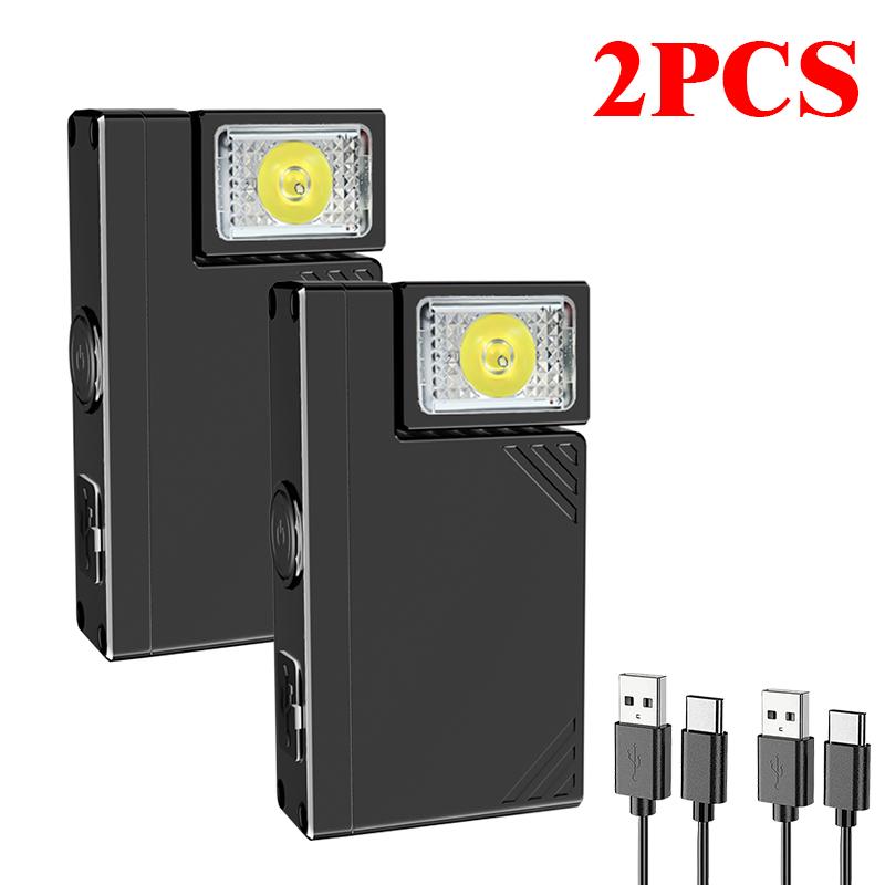 LED COB Flashlight Type C Rechargeable 600LM Portable Mini Torch Pocket Lantern Flood Work Light With Magnet For Emergency