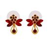Женские серьги-гвоздики Estele Gehena из металла цвета красного золота с цветком и бабочкой из цинкового сплава