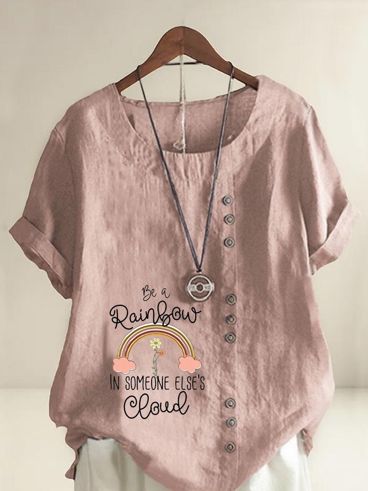 Women's Fashion Colored Letters Print Shot Sleeve T-shirt Loose Cotton Shirt Casual Loose Summer Blouse Tops Plus Size