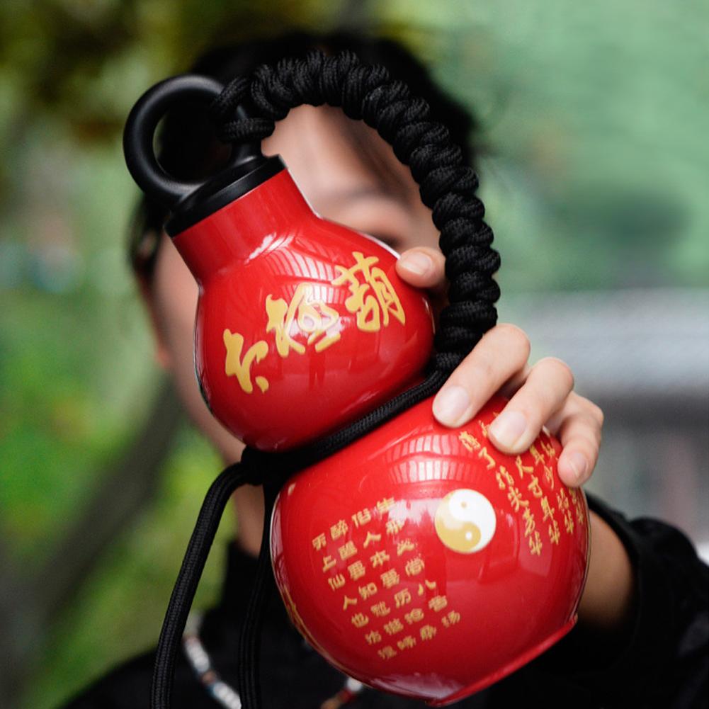 Бутылка для воды в китайском стиле в стиле ретро из тыквы 800 мл, большой спортивный чайник с ремешком и веревкой Vinta C2T3