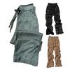 Women Casual Pants Solid Color Ice Silk Straight Wide Leg Long Trousers Elastic Waist Drawstring Thin Slacks Streetwear