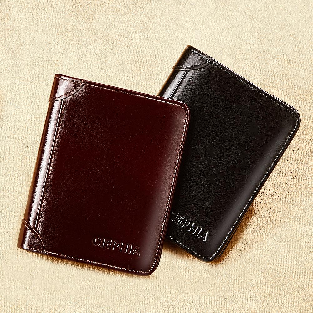 Classic Style Wallet Genuine Leather Rfid Wallets for Men Thin Short Multi Function Tri Fold Card Holder Male Purse Money Clip