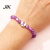 Durable Alloy Ribbon Wrist Jewelry Breast Cancer Awareness Bracelets, Charm Beads Comfortable Elastic Wristwear Bracelet, Encouragement Gifts