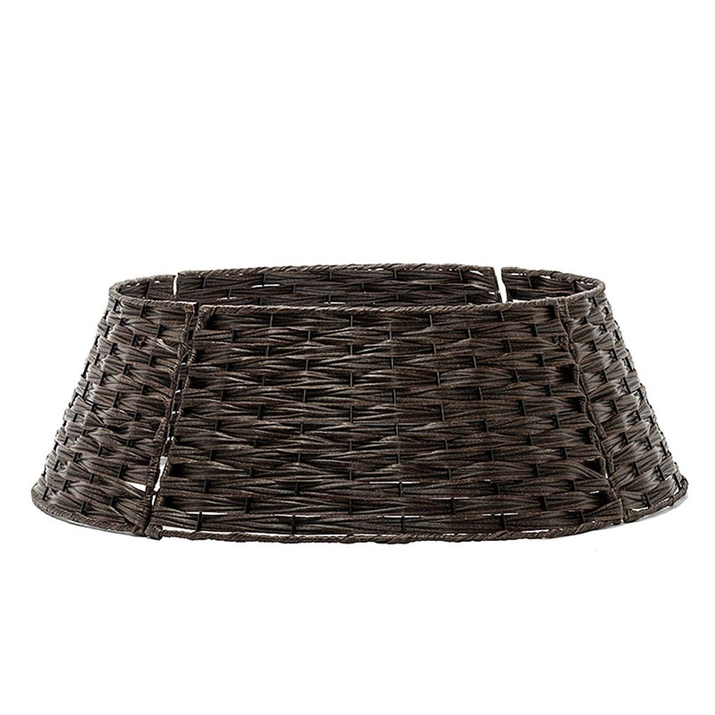 Rustic Christmas Tree Collar Woven Wicker Tree Base Stand Cover For Artificial Holiday Decoration Ring Skirt Basket For Tree, Natural & Stable