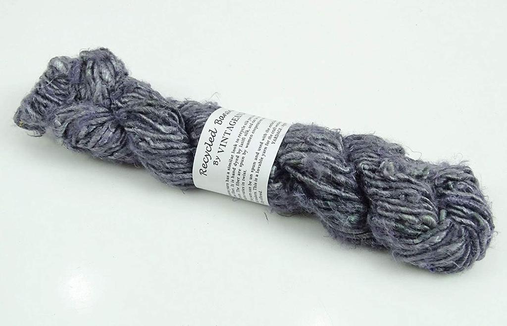 100g Recycled Sari Silk Ribbon Yarn, Jewelry Making Trim - Blue Mix