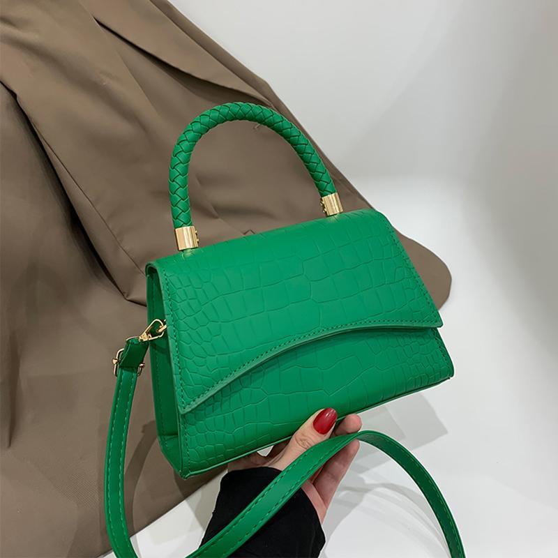 Yogodlns Retro Women Bag Western Style Shoulder Bag Handbag Korean Version Crocodile Pattern Small Square Bag Fashion And Simple Crossbody Bag