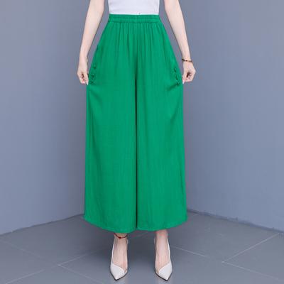 Летние широкие брюки больших размеров, женские свободные хлопковые льняные брюки с высокой талией, большие размеры